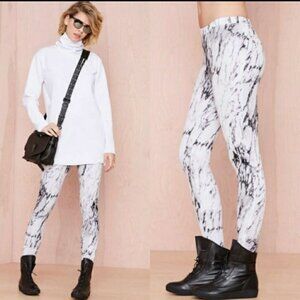 NASTY GAL | Marble High Waisted Scuba Leggings Sz S